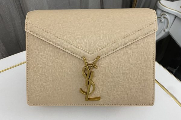 Replica Saint Laurent 532750 YSL CASSANDRA MEDIUM CHAIN Bag In Dark Beige GRAIN DE POUDRE EMBOSSED LEATHER