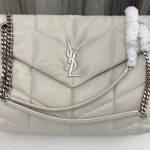 Replica Saint Laurent 577475 YSL Loulou Puffer Medium Bag in White Quilted Lambskin Leather