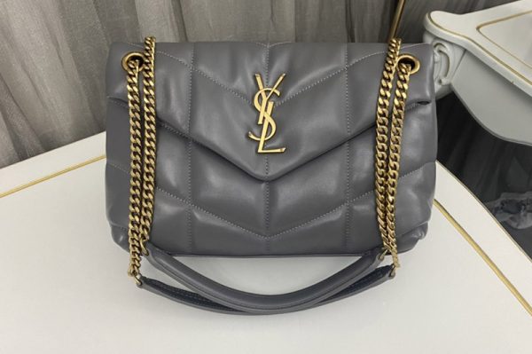 Replica Saint Laurent 577476 YSL LOULOU PUFFER SMALL BAG IN Gray QUILTED LAMBSKIN