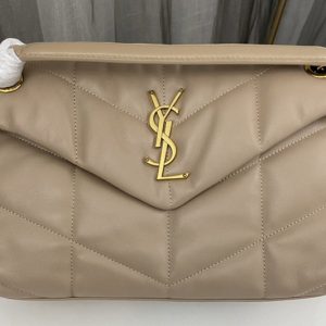 Replica Saint Laurent 577476 YSL LOULOU PUFFER SMALL BAG IN Apricot QUILTED LAMBSKIN