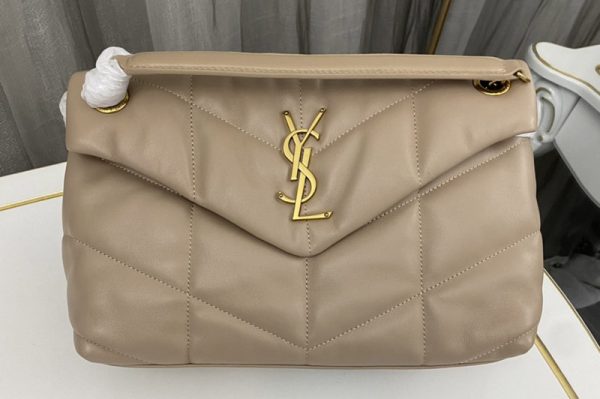 Replica Saint Laurent 577476 YSL LOULOU PUFFER SMALL BAG IN Apricot QUILTED LAMBSKIN