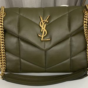 Replica Saint Laurent 577476 YSL LOULOU PUFFER SMALL BAG IN Olive Green QUILTED LAMBSKIN