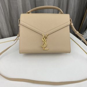 Replica Saint Laurent 623931 YSL CASSANDRA MEDIUM TOP HANDLE BAG IN Beige GRAIN DE POUDRE EMBOSSED LEATHER