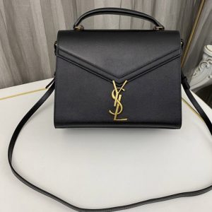 Replica Saint Laurent 623931 YSL CASSANDRA MEDIUM TOP HANDLE BAG IN Black GRAIN DE POUDRE EMBOSSED LEATHER