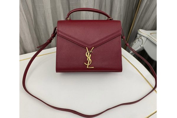 Replica Saint Laurent 623931 YSL CASSANDRA MEDIUM TOP HANDLE BAG IN Red GRAIN DE POUDRE EMBOSSED LEATHER