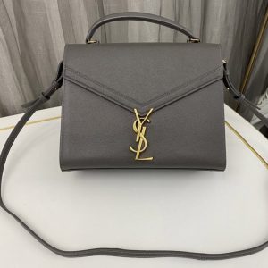 Replica Saint Laurent 623931 YSL CASSANDRA MEDIUM TOP HANDLE BAG IN Grey GRAIN DE POUDRE EMBOSSED LEATHER