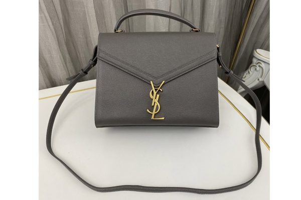 Replica Saint Laurent 623931 YSL CASSANDRA MEDIUM TOP HANDLE BAG IN Grey GRAIN DE POUDRE EMBOSSED LEATHER