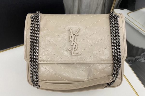 Replica Saint Laurent 633158 YSL NIKI MEDIUM Bag IN Apricot VINTAGE CRINKLED LEATHER