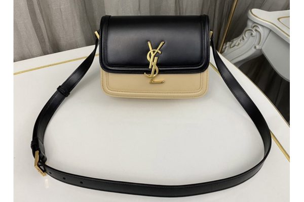 Replica Saint Laurent 634306 YSL SOLFERINO SMALL SATCHEL bag IN Black/Apricot Box Saint Laurent Leather