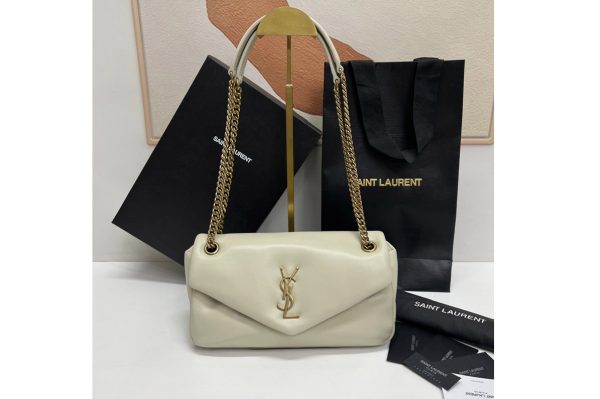 Replica Saint Laurent 734153 CALYPSO Bag IN White LAMBSKIN