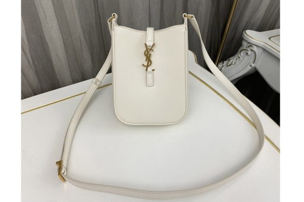 Replica Saint Laurent 735214 LE 5 À 7 MINI VERTICAL bag IN White VEGETABLE-TANNED LEATHER