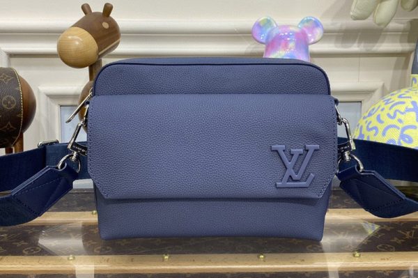 Replica Louis Vuitton M22611 LV Fastline Messenger bag in Blue Cowhide leather